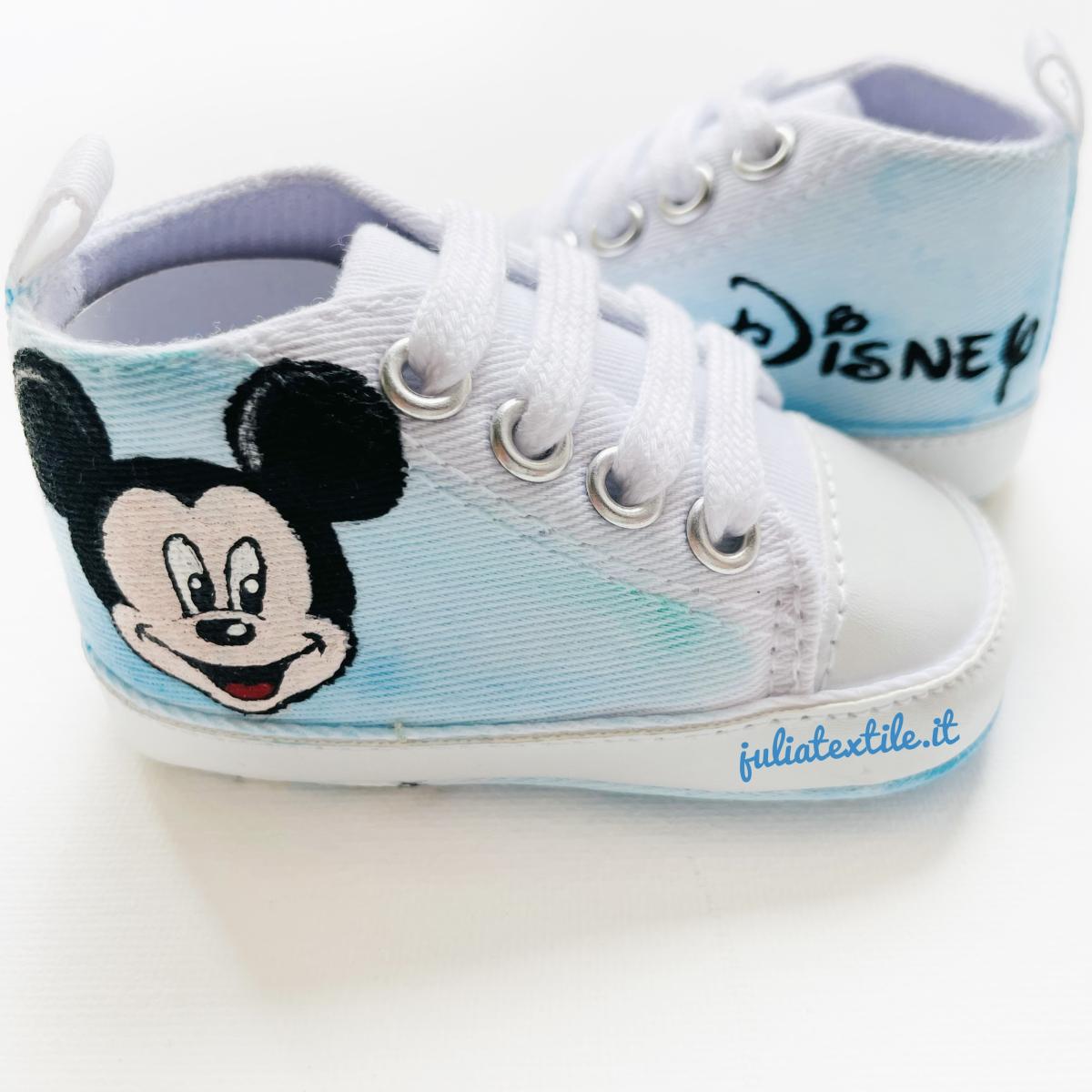 Scarpe dipinte michey blu celeste