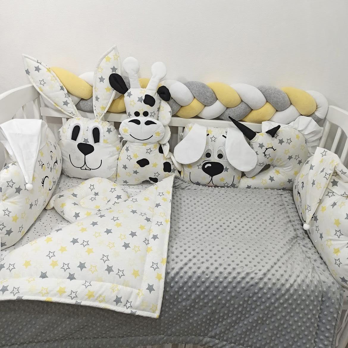 Set of character cushions with yellow and gray stars