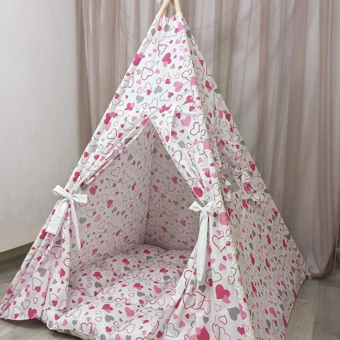 Tenda gioco con cuori rosa fucsia