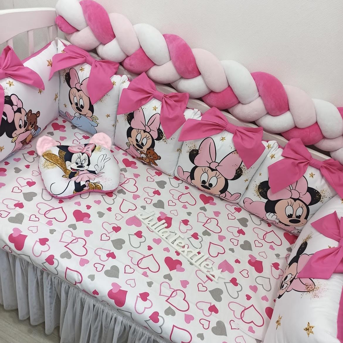 Set cuscini con la stampa minnie con fiocchi fucsia