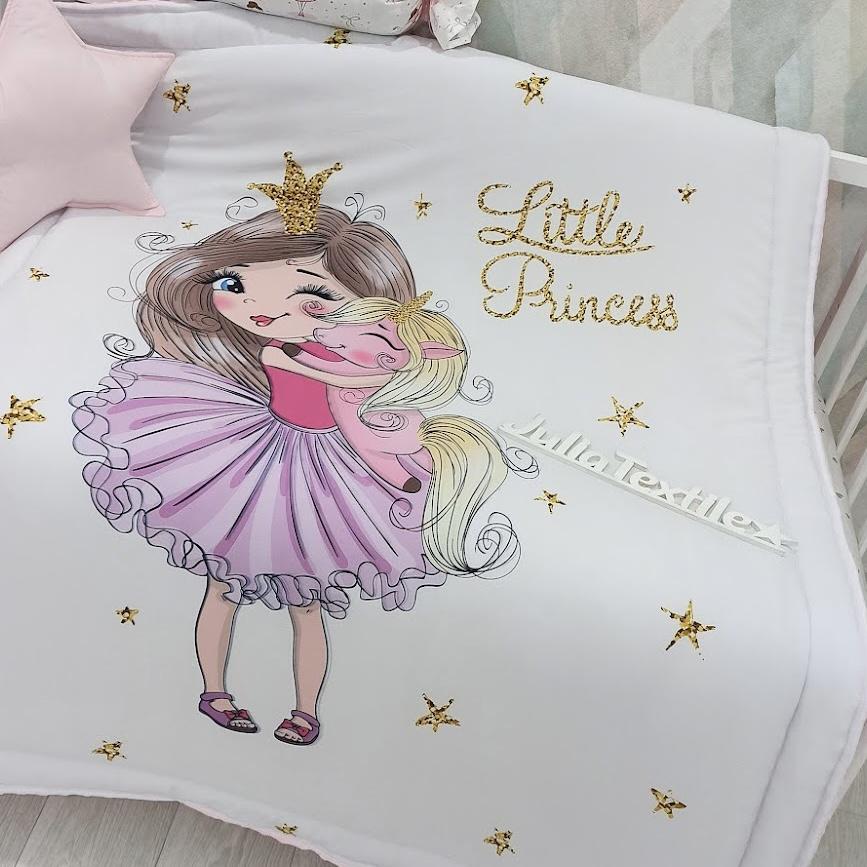 Coperta double face con la stampa princess con unicorno