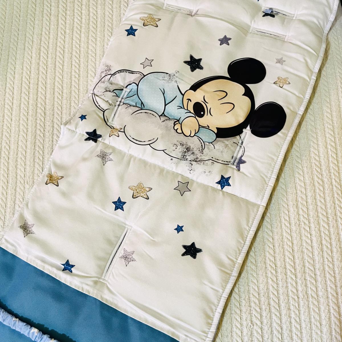 Materasso per passeggino mickey sulla nuvola azzurro bianco