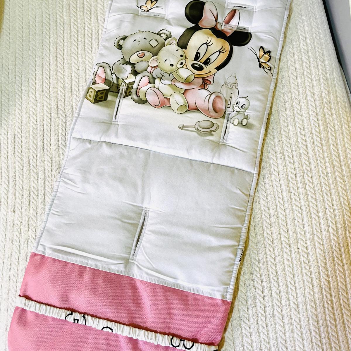 Materasso per passeggino minnie con orsetto bianco rosa