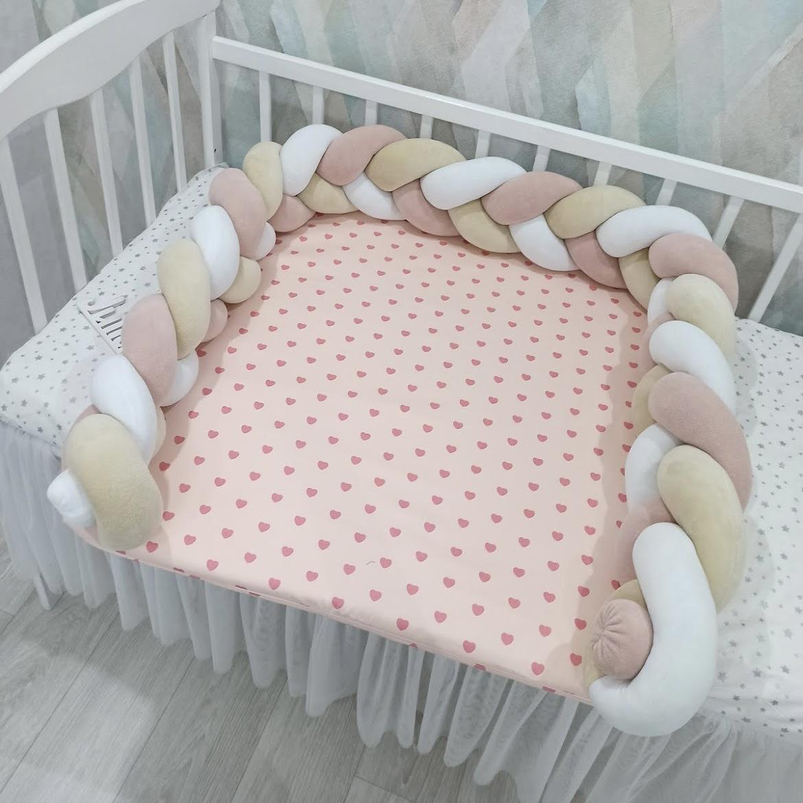 Changing table with white beige pink hearts