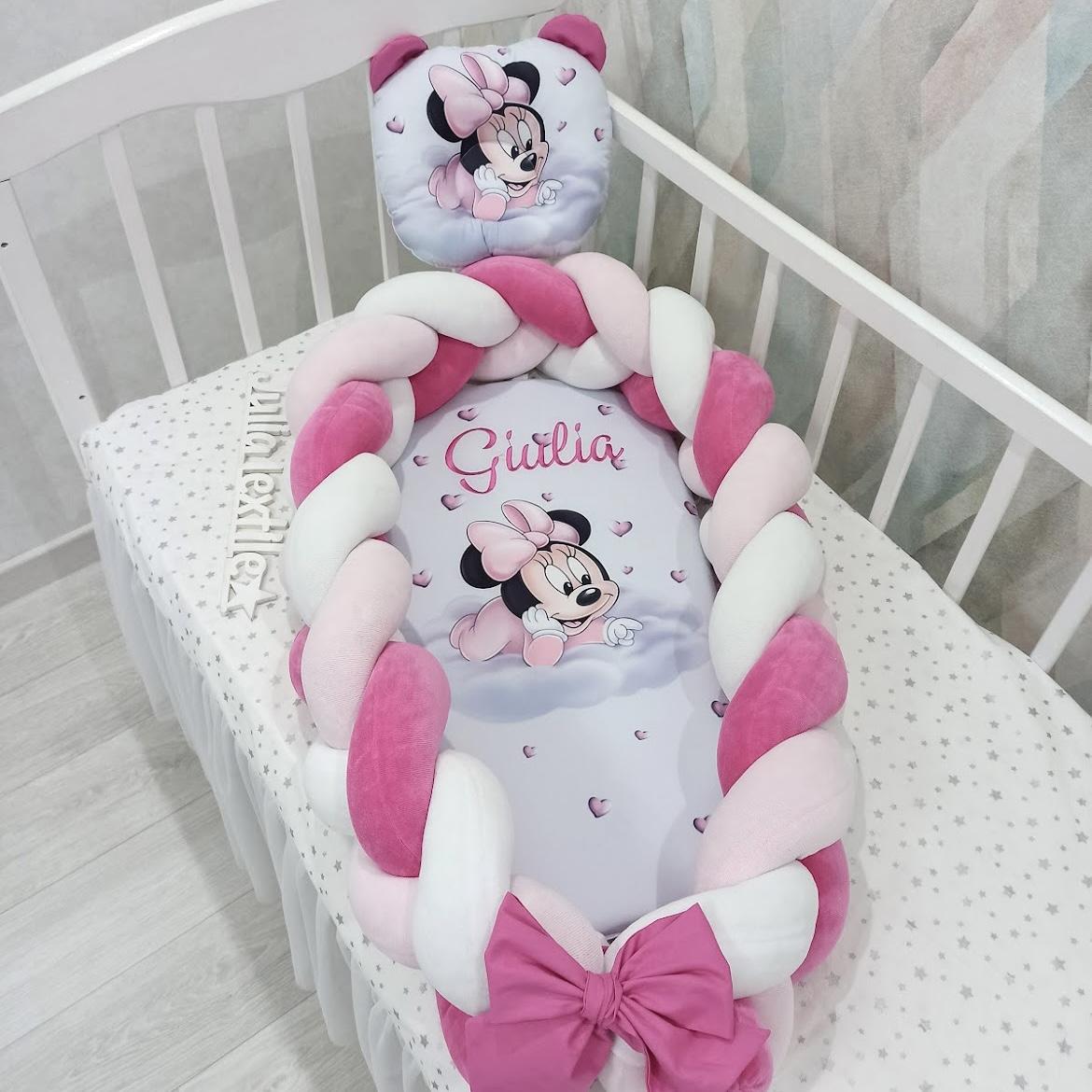 Riduttore intrecciato con la stampa minnie fucsia bianco