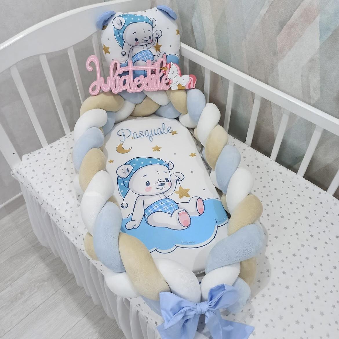 Braided reducer with blue teddy bear print with star