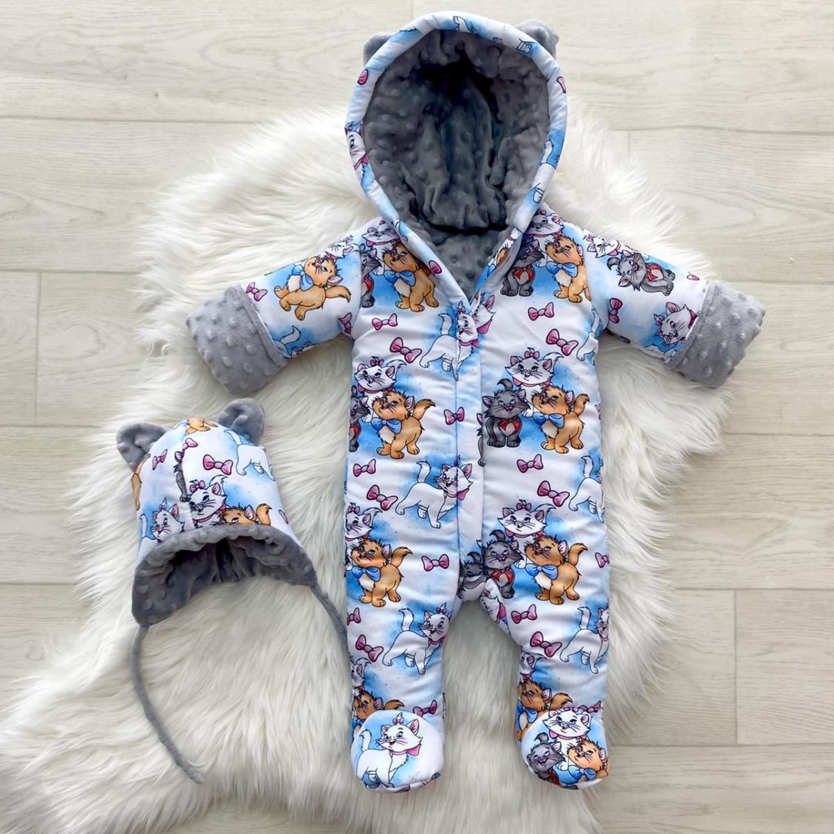 Winter jumpsuit with the aristocats gray colored print