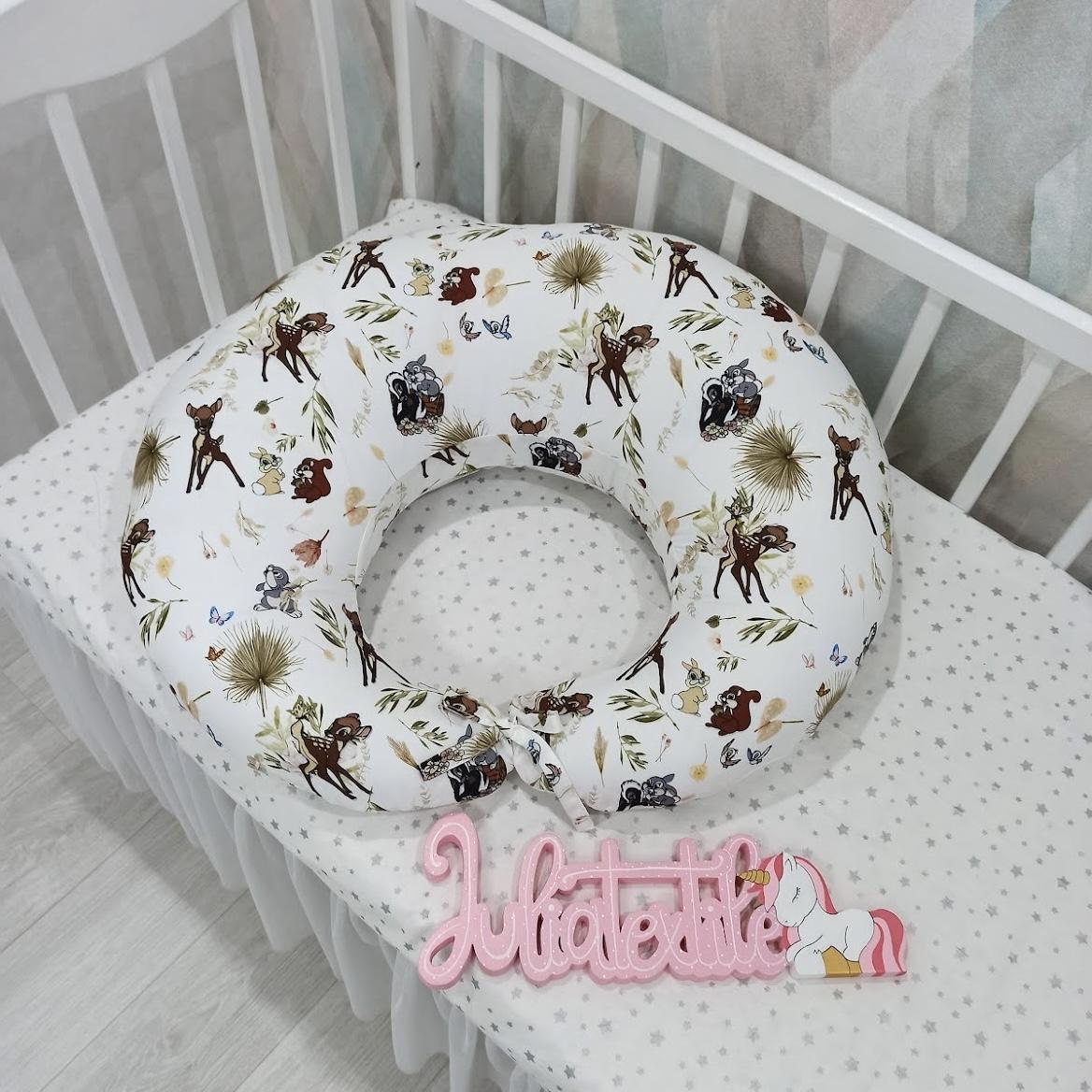 Bambi white dove-grey breastfeeding pillow