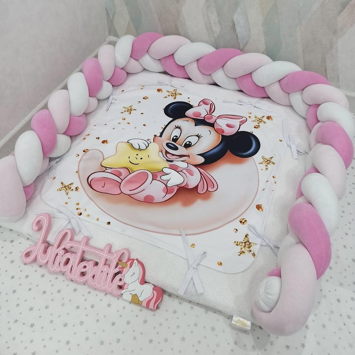 Fasciatoio intrecciato con la stampa minnie con stella rosa bianco