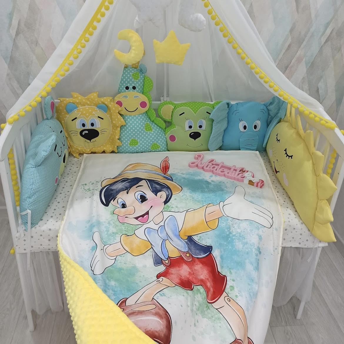 Set cuscini personaggi Pinocchio con animale colorati