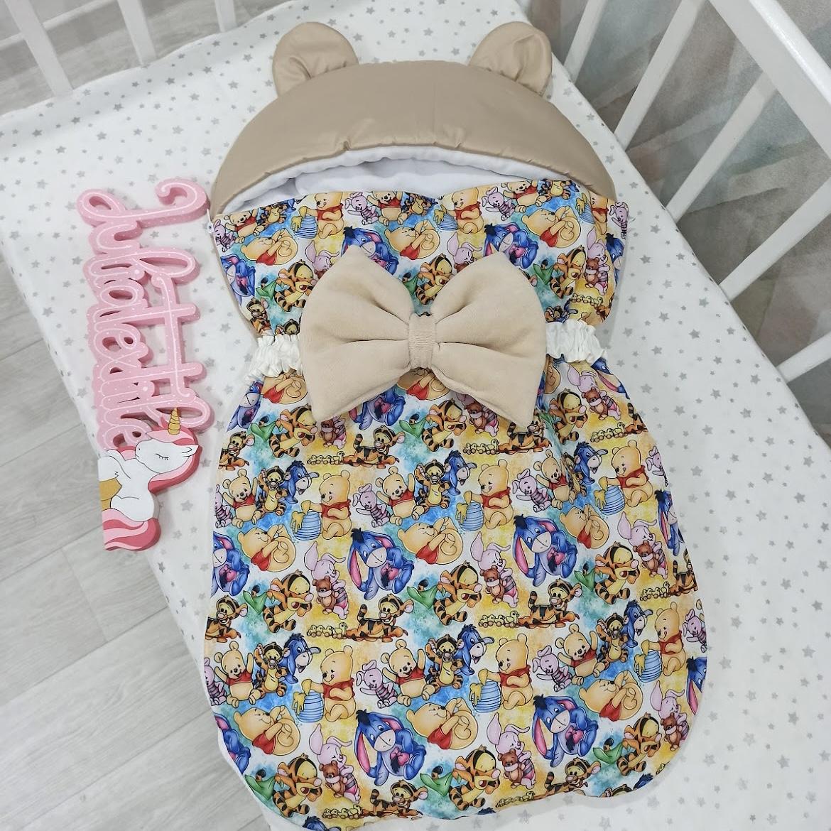 Sacco nanna con la stampa pattern Winnie the Pooh tortora panna