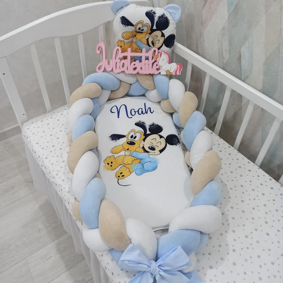 Braided reducer with white beige blue mickey and pluto print