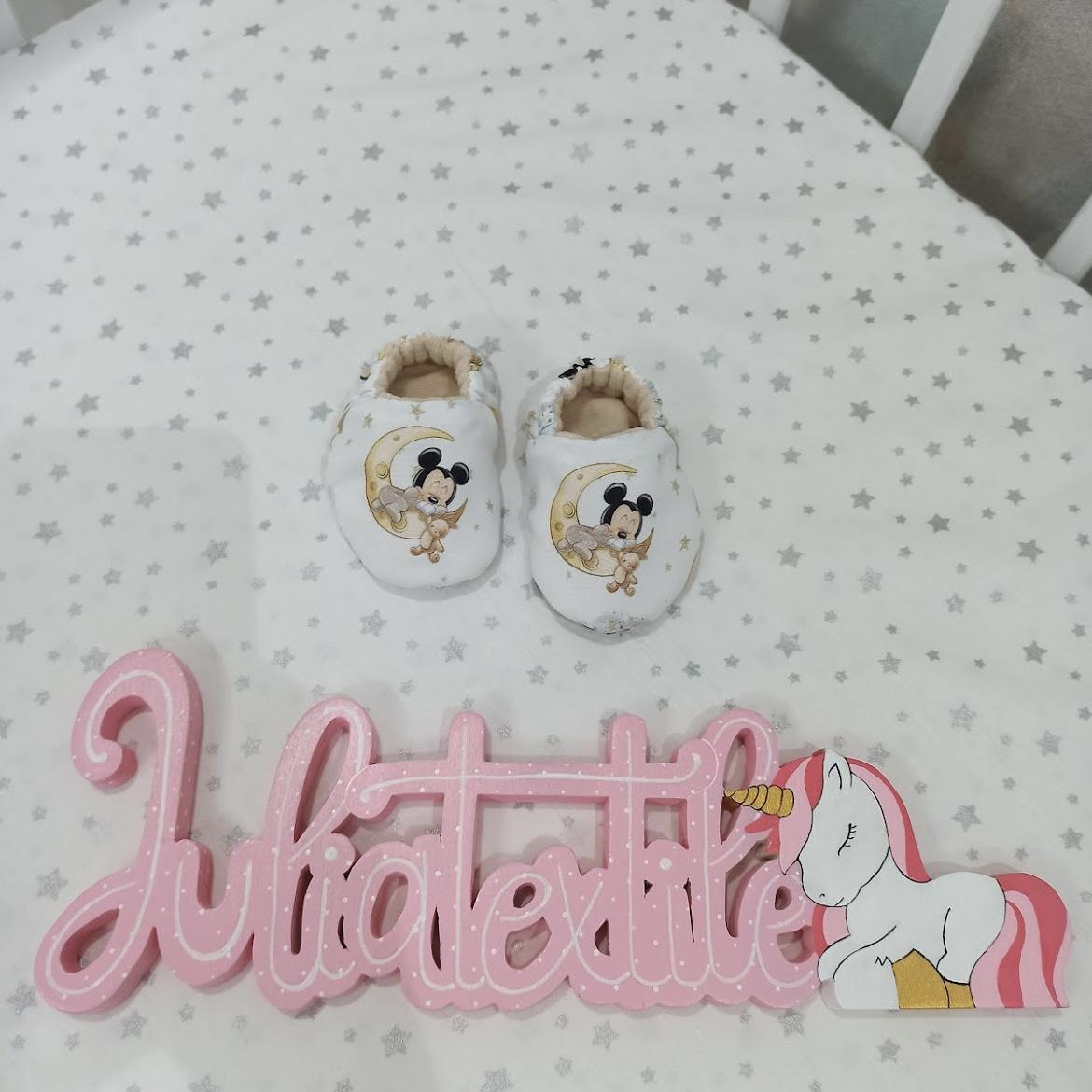 Pantofole per neonato 0/3 Mickey beige bianco