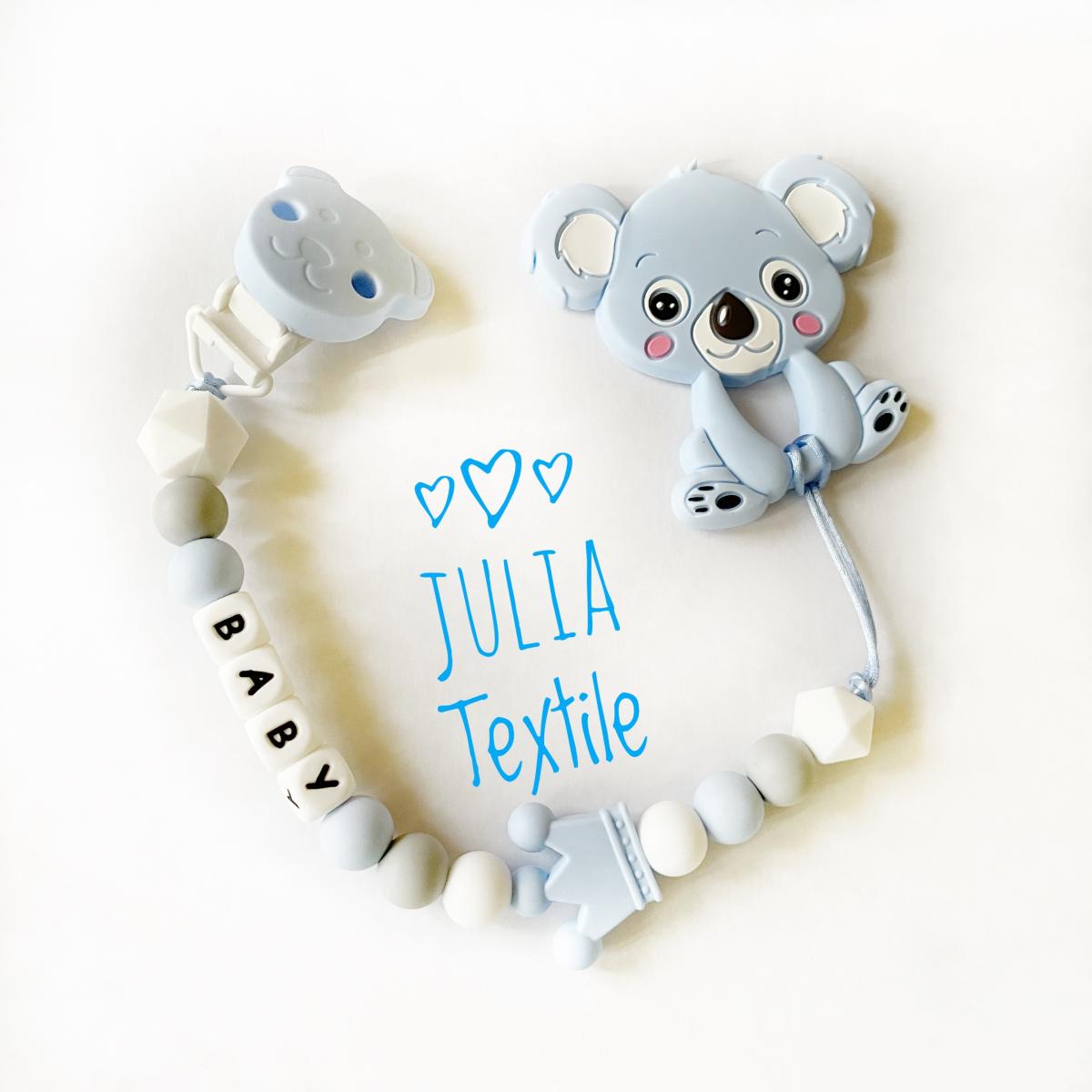 Chain with name white light blue teddy bear
