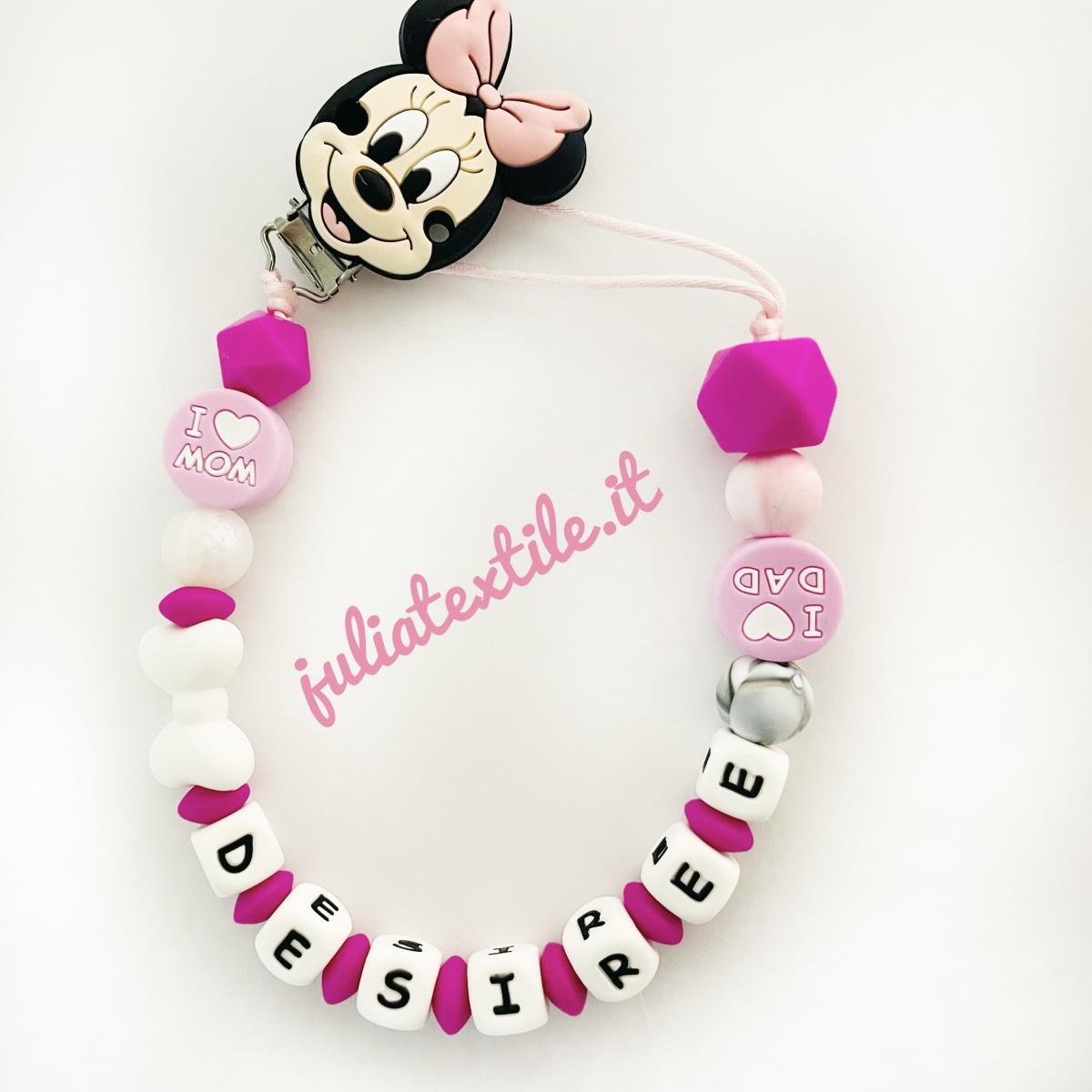 Chain with name minnie fuchsia pink white