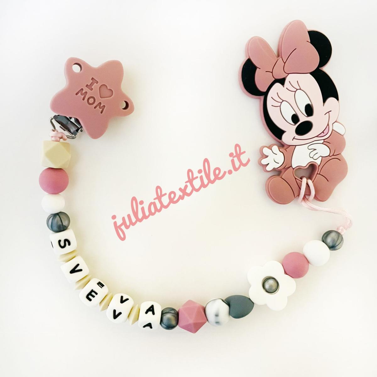 Chain with name minnie mouse blush white