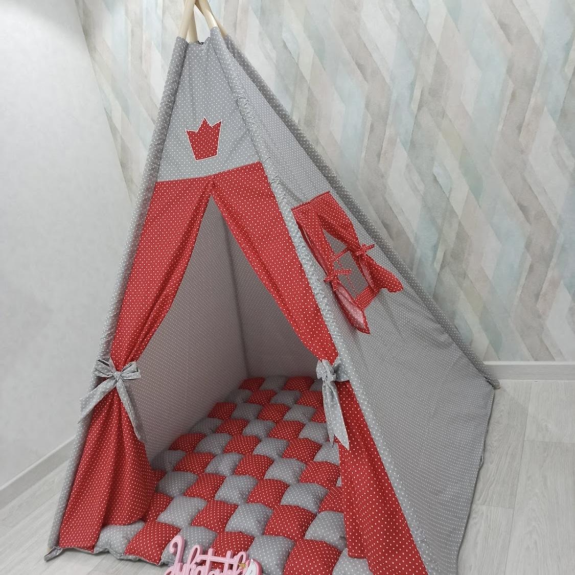 Tenda gioco con tappeto rosso grigio