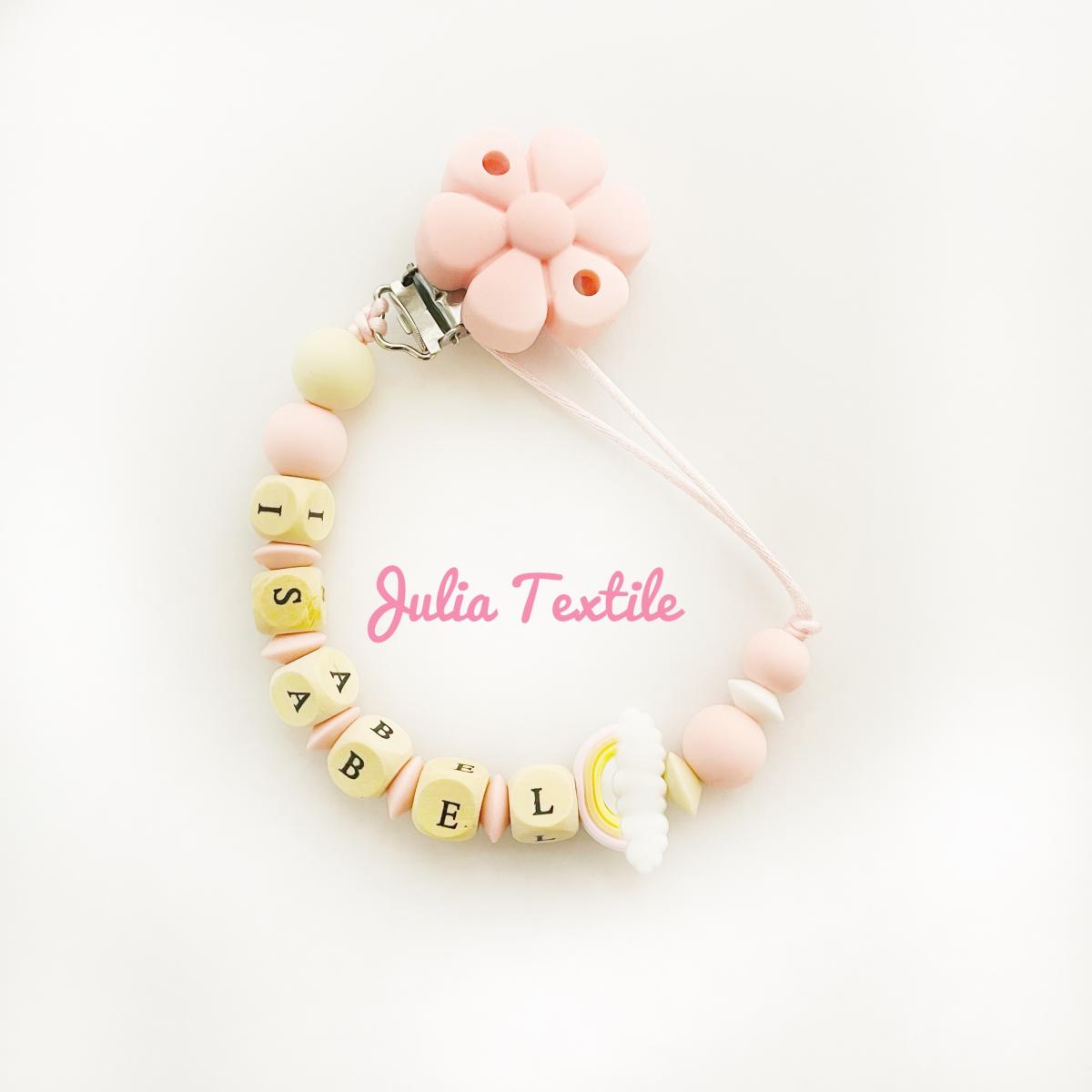 Name Chain with Pink Flower White Wooden Letters