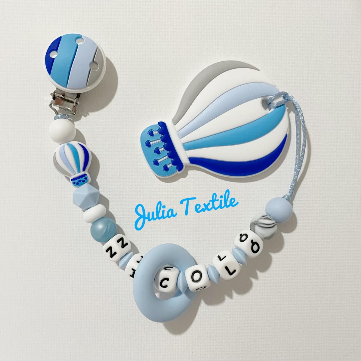 Chain with name hot air balloon blue white