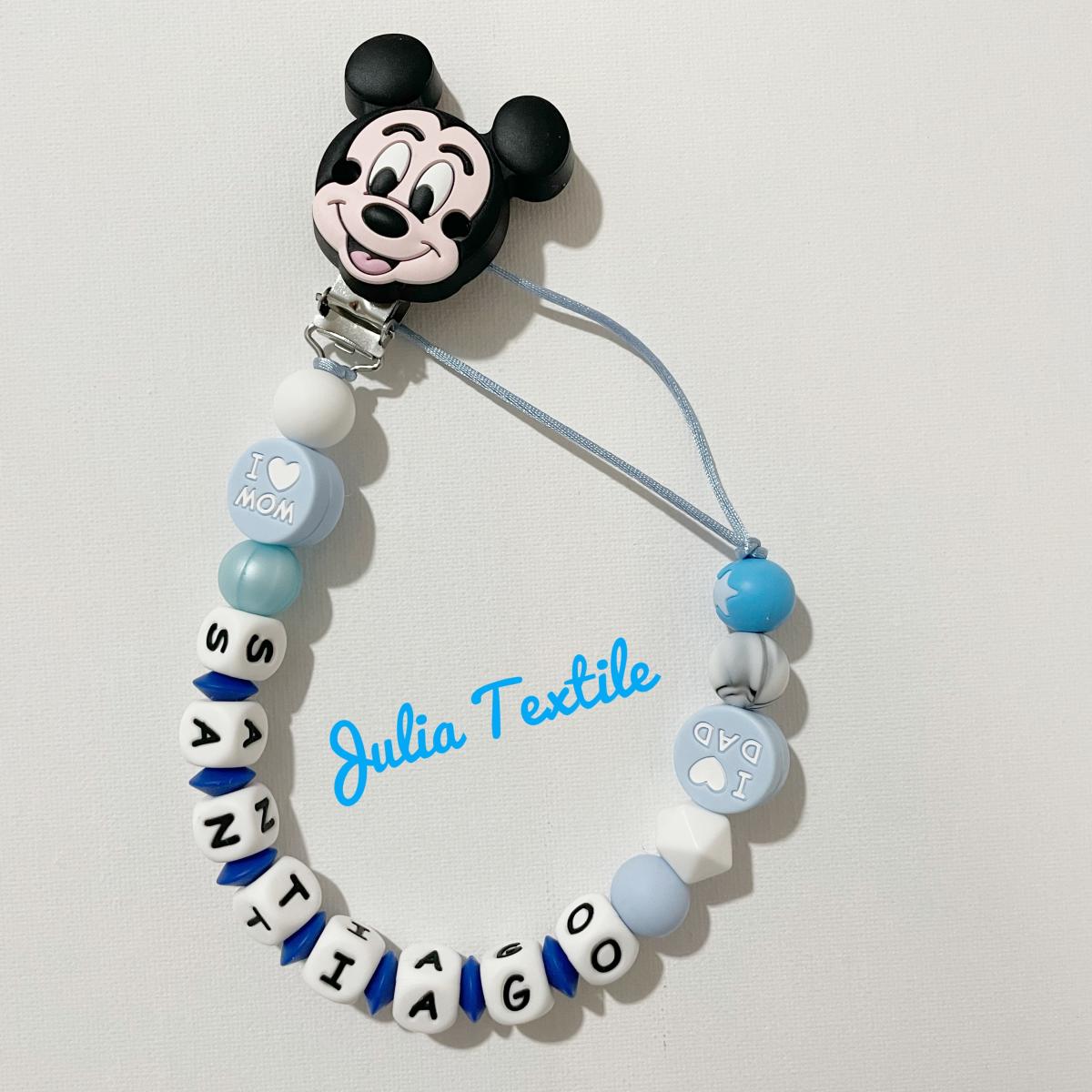 Catenella con nome mickey mouse azzurro blu bianco