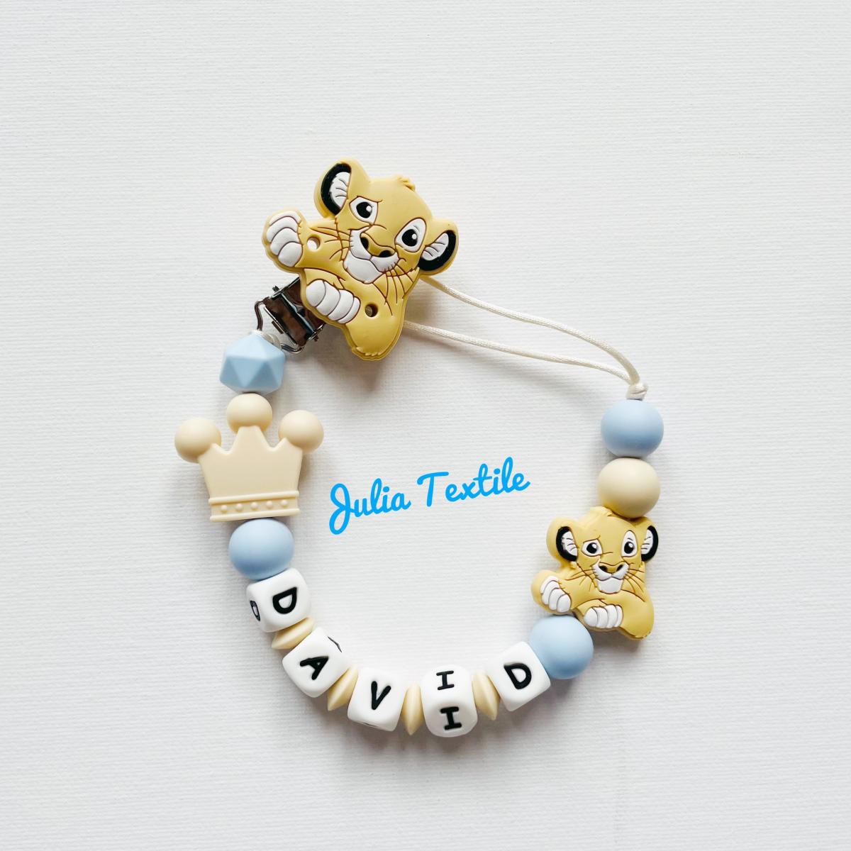 Chain with name Simba with light blue beige cord