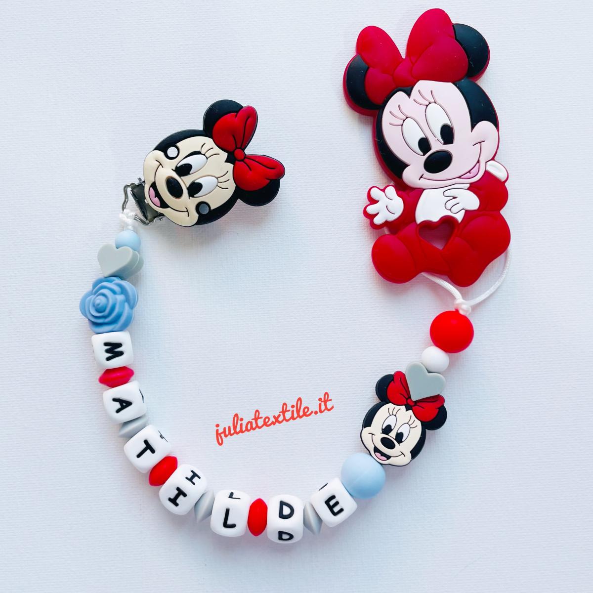 Catenella con nome minnie rosso celeste bianco