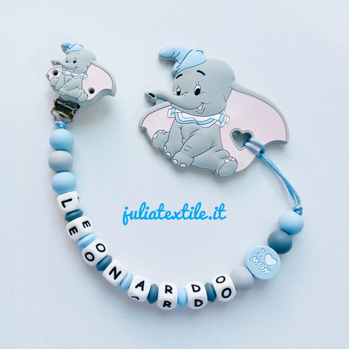 Catenella con nome dumbo grigio celeste