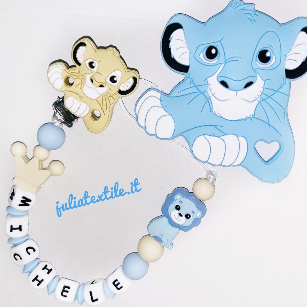 Chain with name Simba light blue beige white