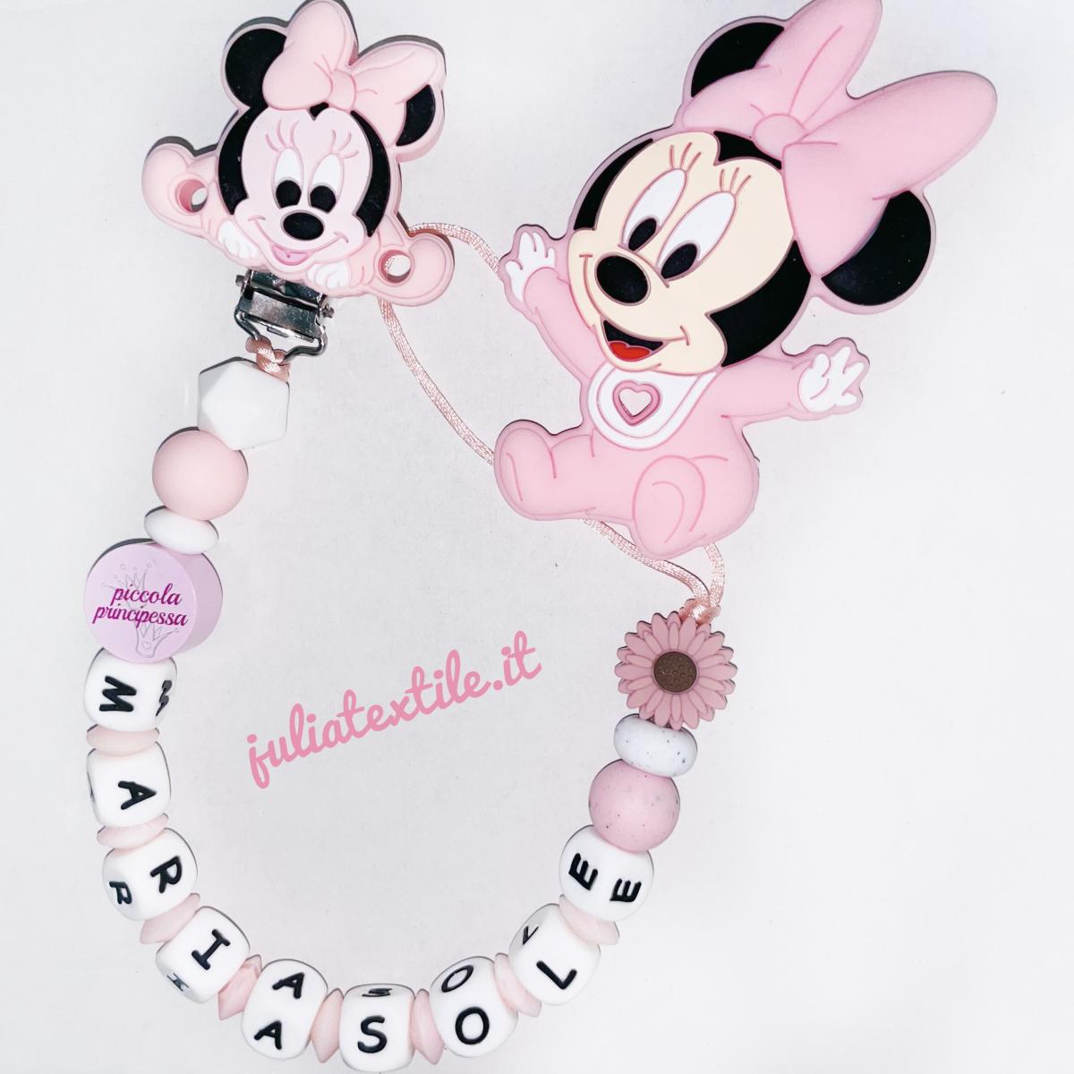 Chain with name Minnie and pink white sunflower