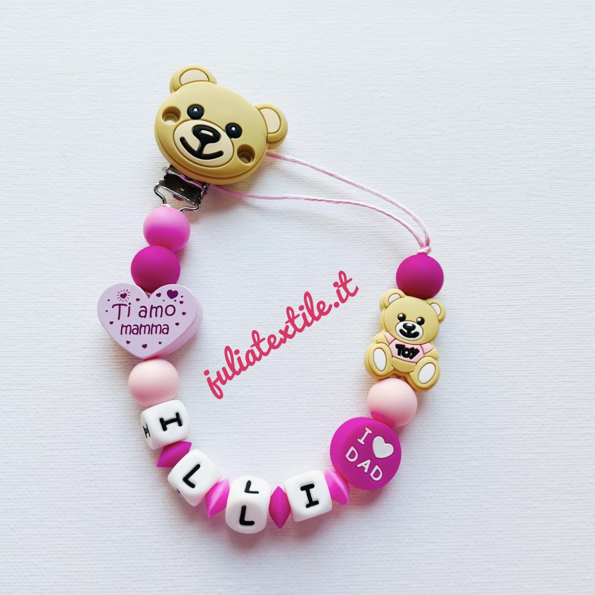 Chain with name Moschino fuchsia pink