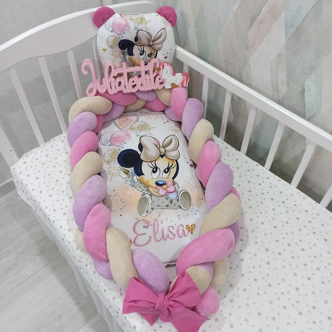 Riduttore intrecciato con la stampa Minnie con palloncini fucsia tortora