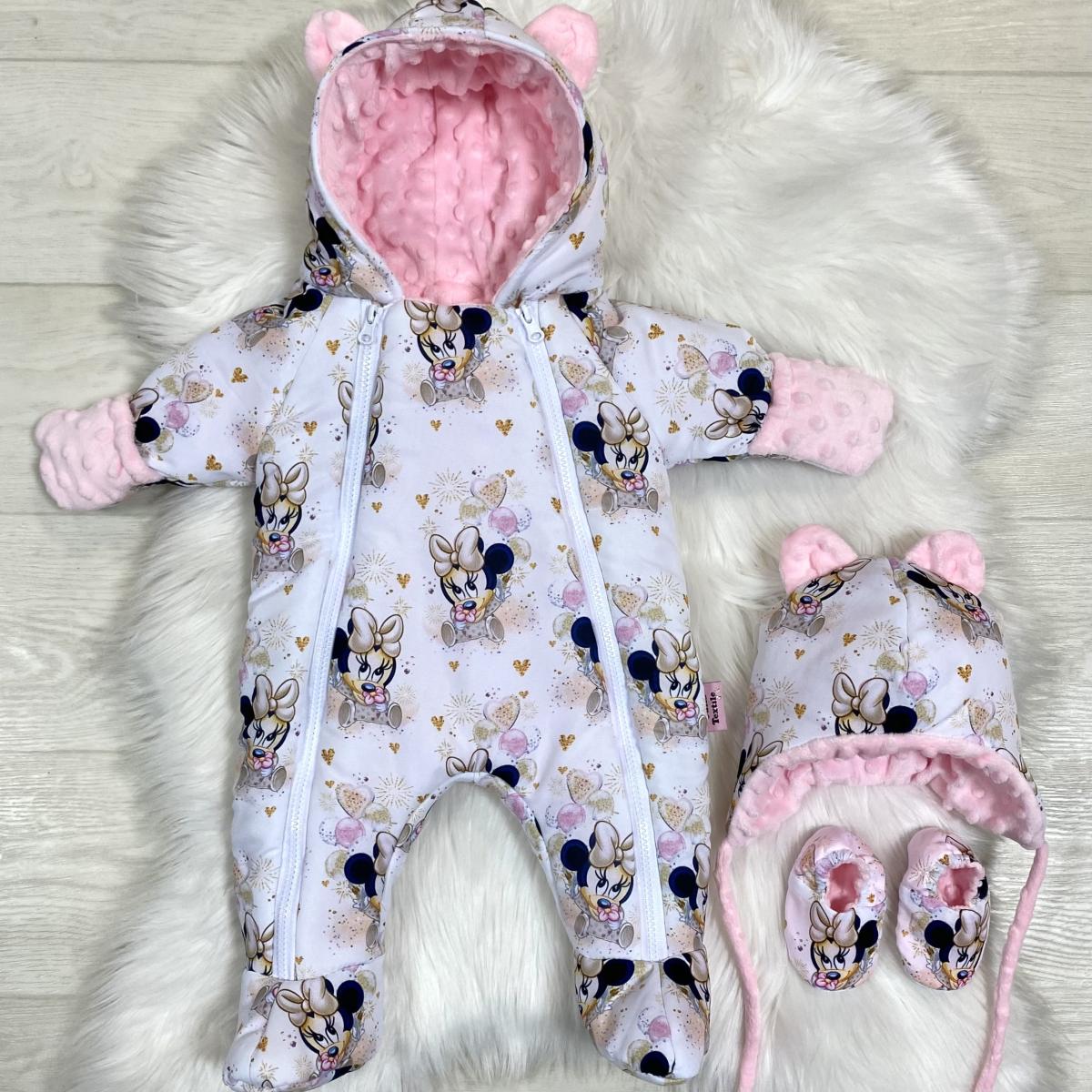 Winter playsuit with the soft pink Minnie print