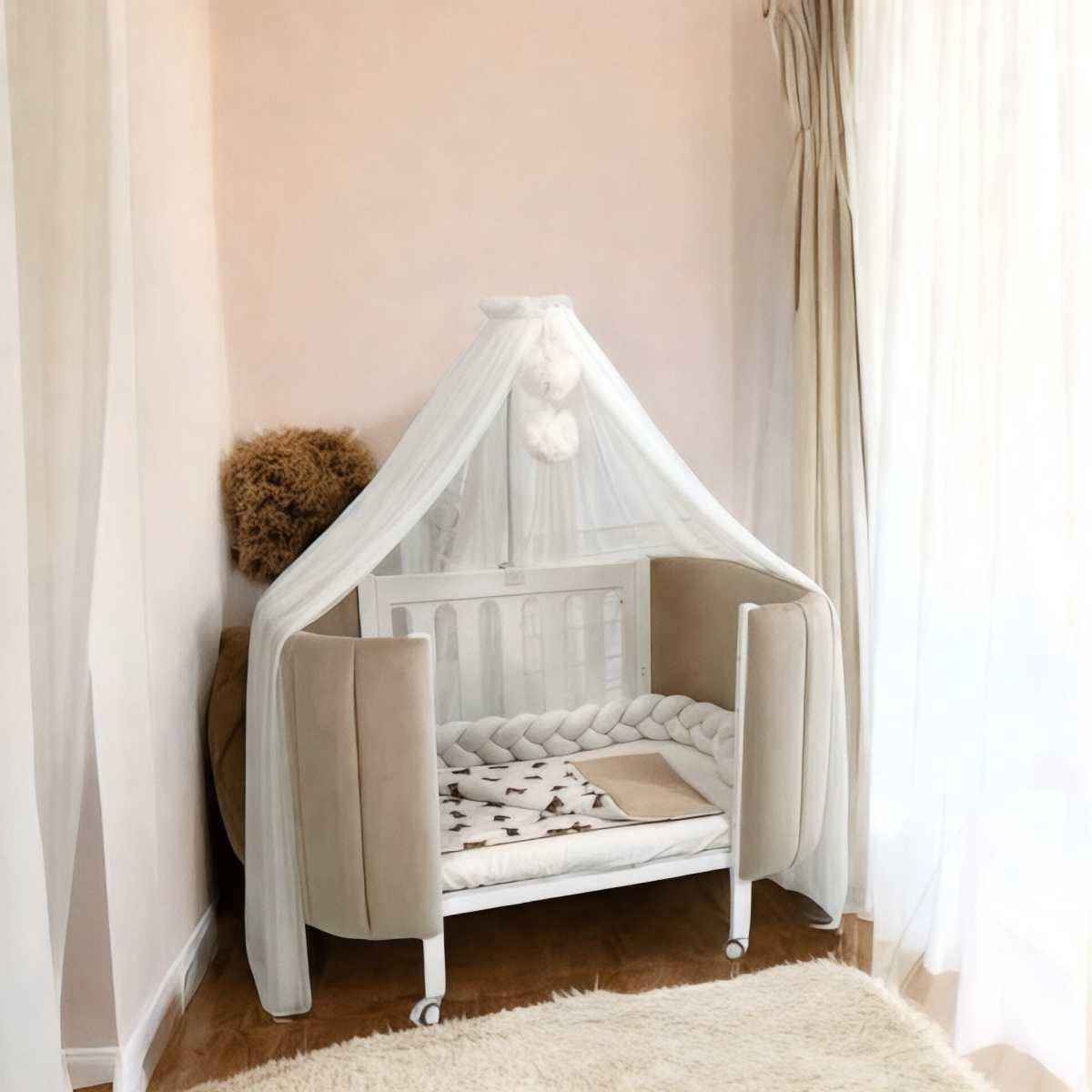 Savoiardi Crib – Convertible wooden baby bed with soft lines, modern design