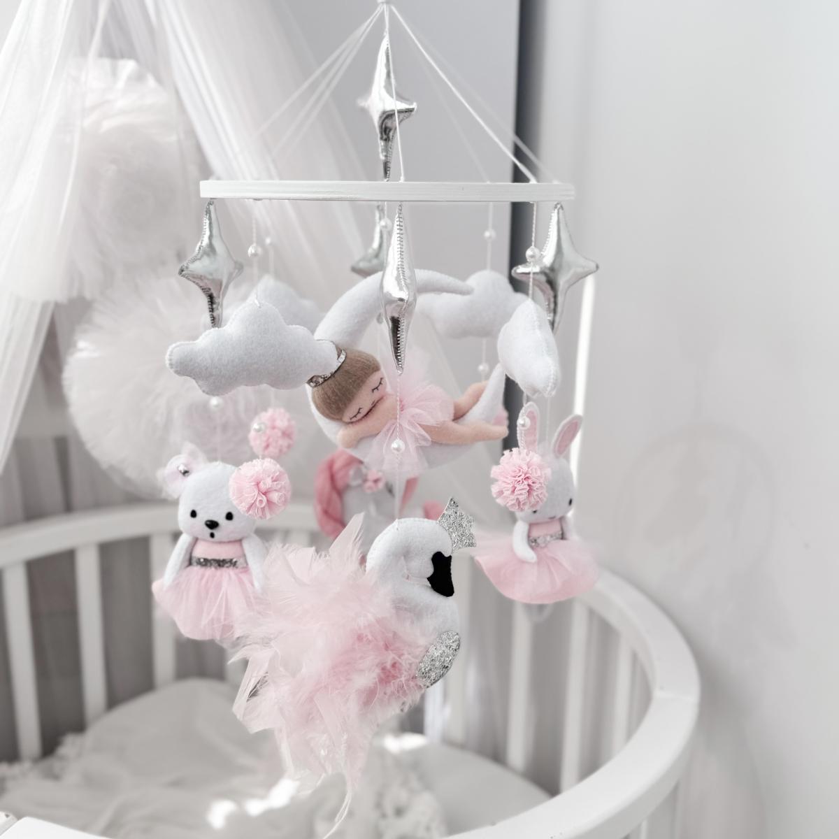 Handmade pink musical mobile