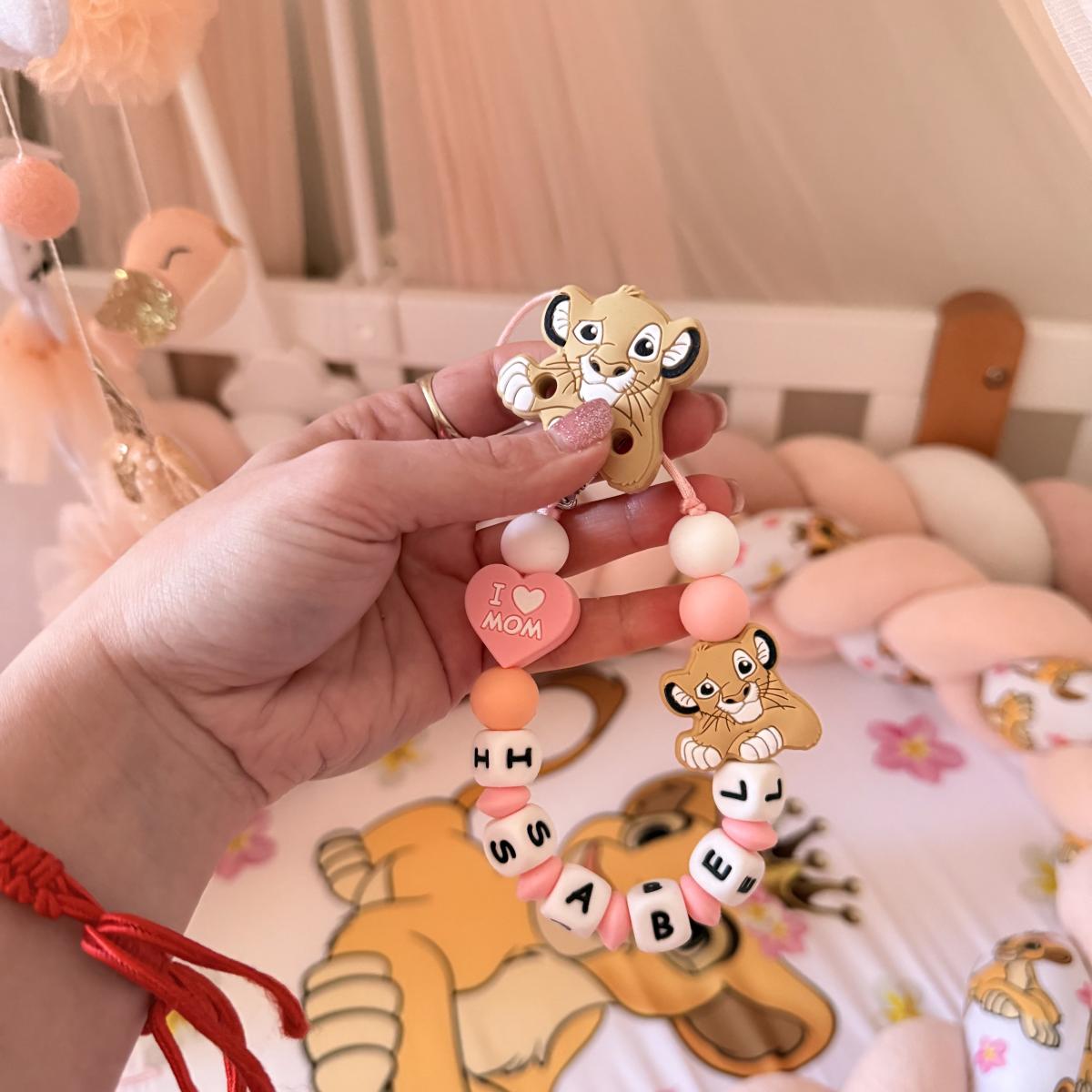 Personalized Pacifier Clip with Little Lion