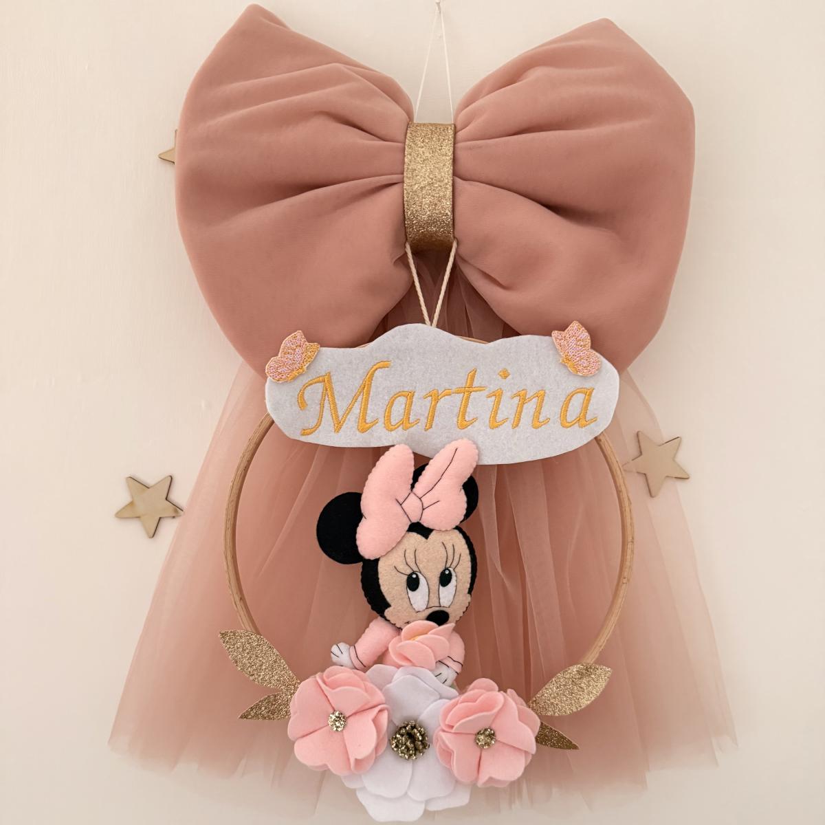 Fiocco Nascita Personalizzato con Cerchio Decorativo e Nome Ricamato