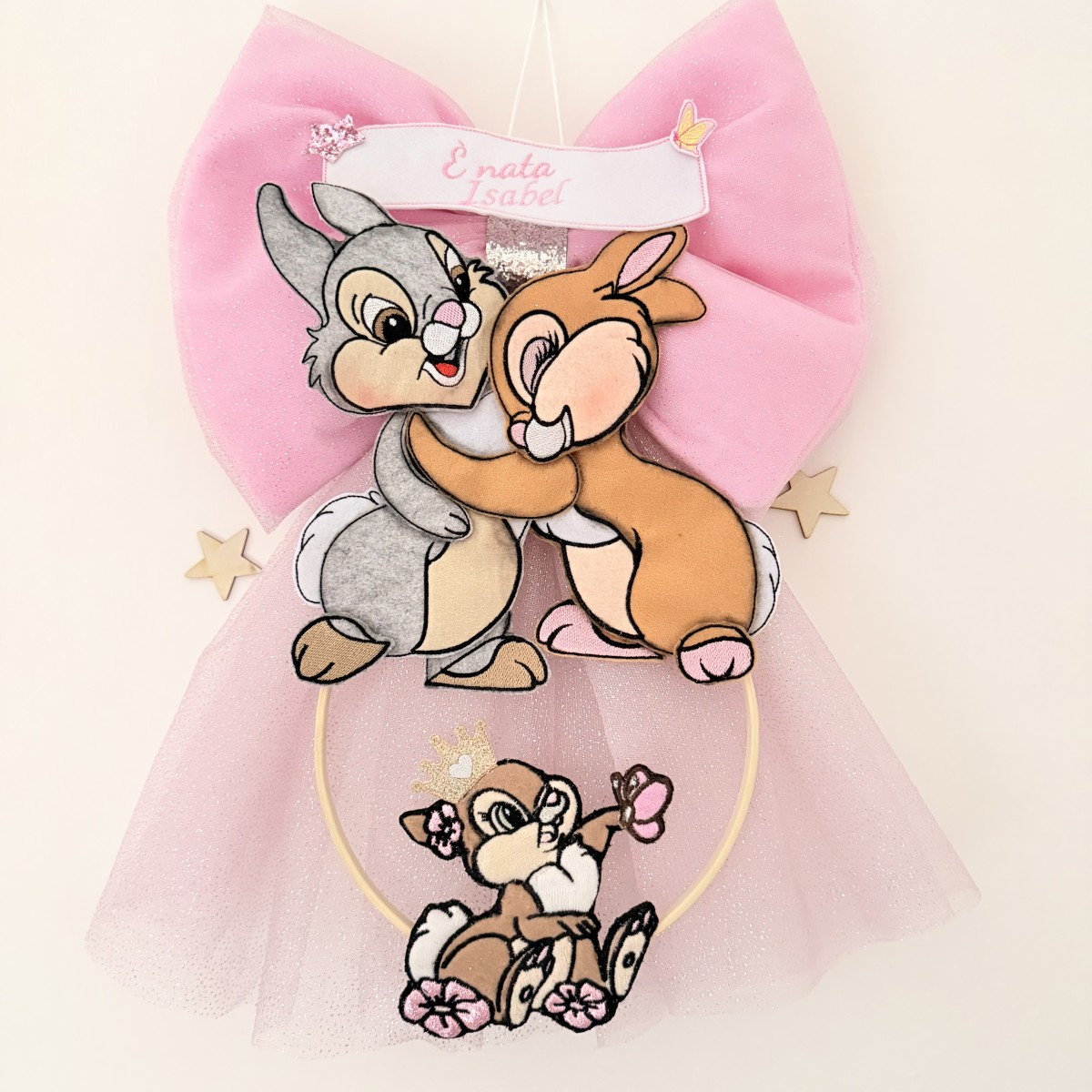 Personalized Birth Bow with Bunnies